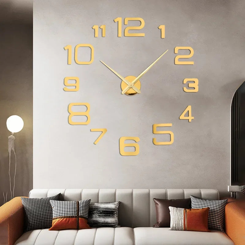 Large Wall Clocks 3D DIY Quartz Clock Acrylic Mirror Stickers For Home Living Room Office Wall Decoration Hanging Horloge Watch