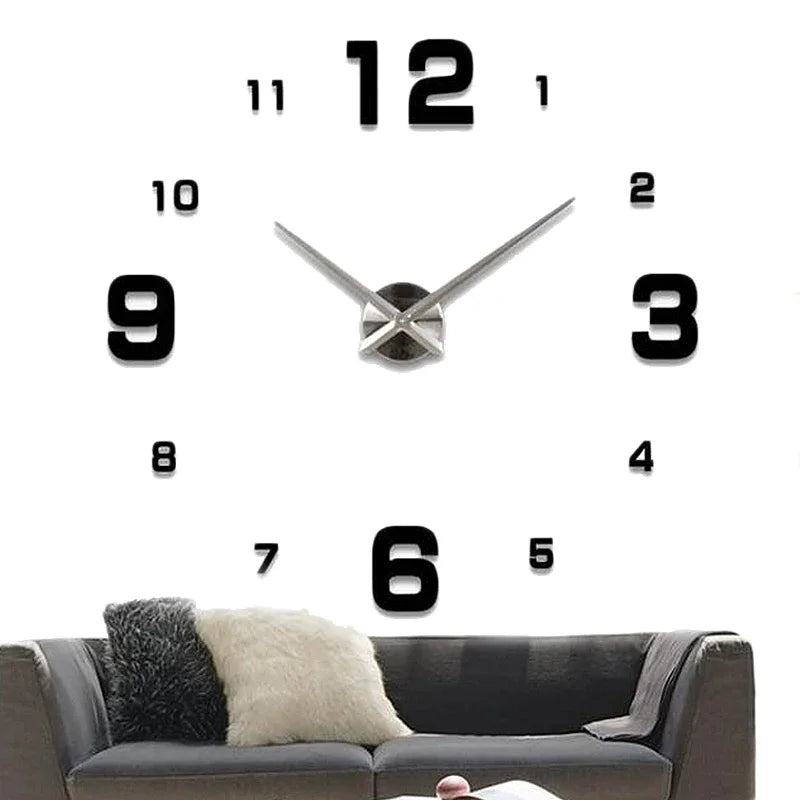 Large Wall Clocks 3D DIY Quartz Clock Acrylic Mirror Stickers For Home Living Room Office Wall Decoration Hanging Horloge Watch