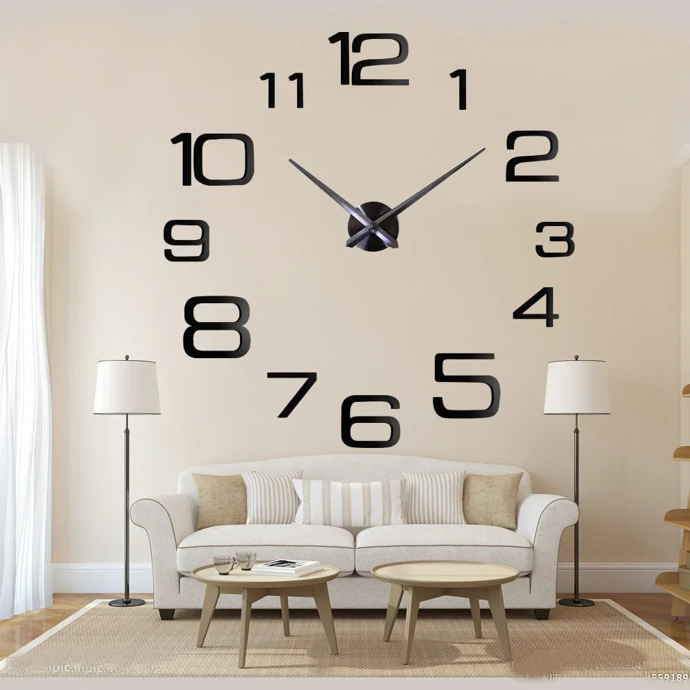 Large Wall Clocks 3D DIY Quartz Clock Acrylic Mirror Stickers For Home Living Room Office Wall Decoration Hanging Horloge Watch