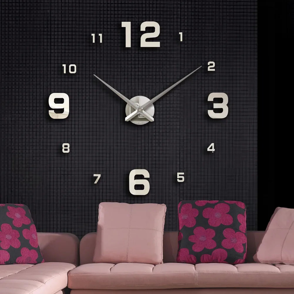 Large Wall Clocks 3D DIY Quartz Clock Acrylic Mirror Stickers For Home Living Room Office Wall Decoration Hanging Horloge Watch
