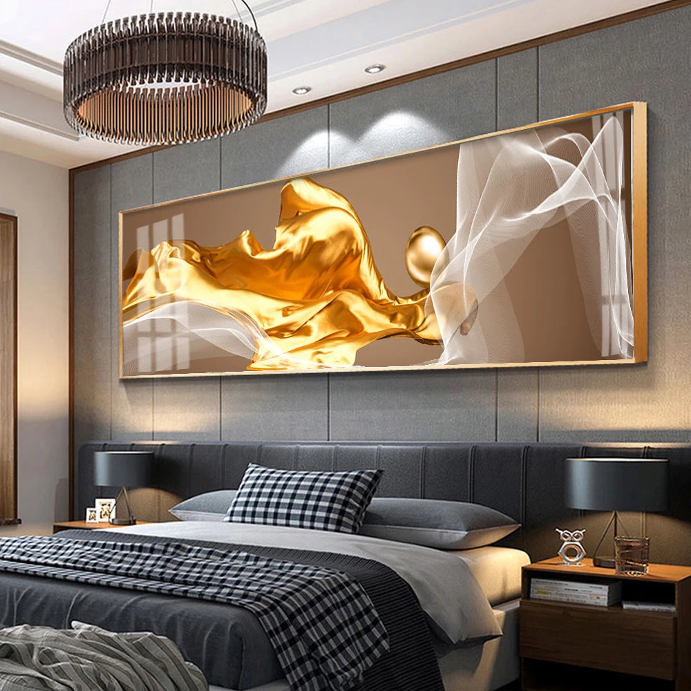 Modern Luxury Golden Feathers Gold Foil Deer Canvas Painting Wall Art Abstract Nordic Posters Prints for Living Room Decoration