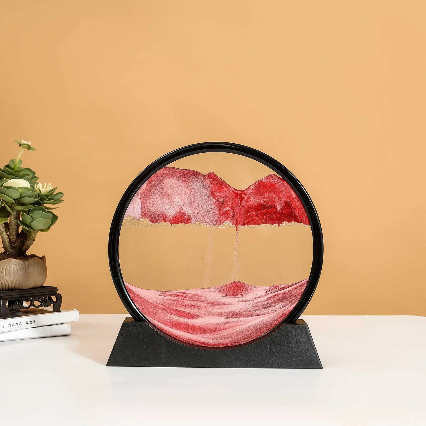 3D Sandscape Moving Sand Art Picture Quicksand Craft Round Glass Deep Sea Liquid Hourglass Flowing Sand Painting Home Decor Gift