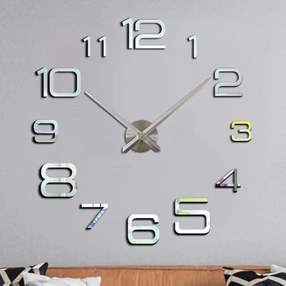 Large Wall Clocks 3D DIY Quartz Clock Acrylic Mirror Stickers For Home Living Room Office Wall Decoration Hanging Horloge Watch