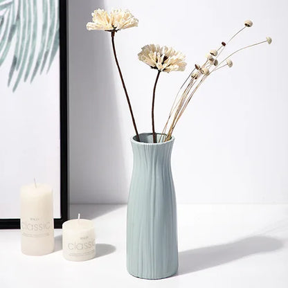 NEW 21cm Modern Flower Vase White Pink Green Plastic Vase Nordic Home Living Room Decoration Ornament Flower Arrangement Decor