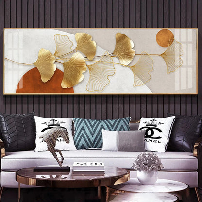 Modern Luxury Golden Feathers Gold Foil Deer Canvas Painting Wall Art Abstract Nordic Posters Prints for Living Room Decoration
