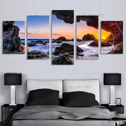 5pcs Landscape Canvas Painting Modern Wall Art Printed Picture Home Decor Mountain Sunset Wall Art for Living Room Decor Unframe