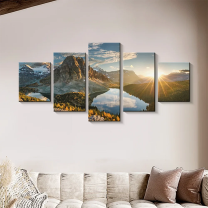 5pcs Landscape Canvas Painting Modern Wall Art Printed Picture Home Decor Mountain Sunset Wall Art for Living Room Decor Unframe