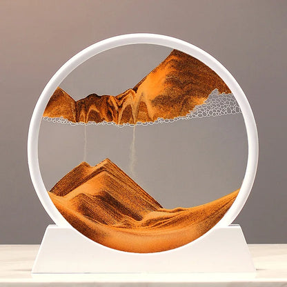 3D Sandscape Moving Sand Art Picture Quicksand Craft Round Glass Deep Sea Liquid Hourglass Flowing Sand Painting Home Decor Gift